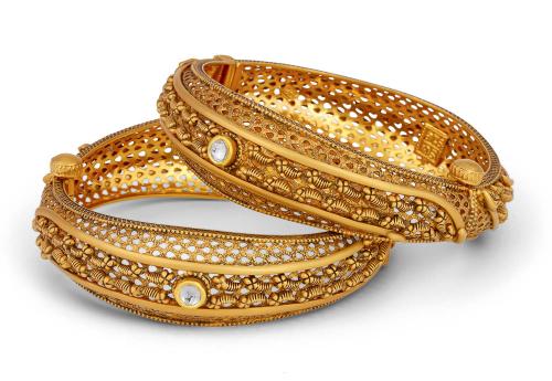 Buy Mansiyaorange Four Red Green Kundan Kempu Stone Matte Gold Plated  Bangles For Women Online at Best Prices in India - JioMart.